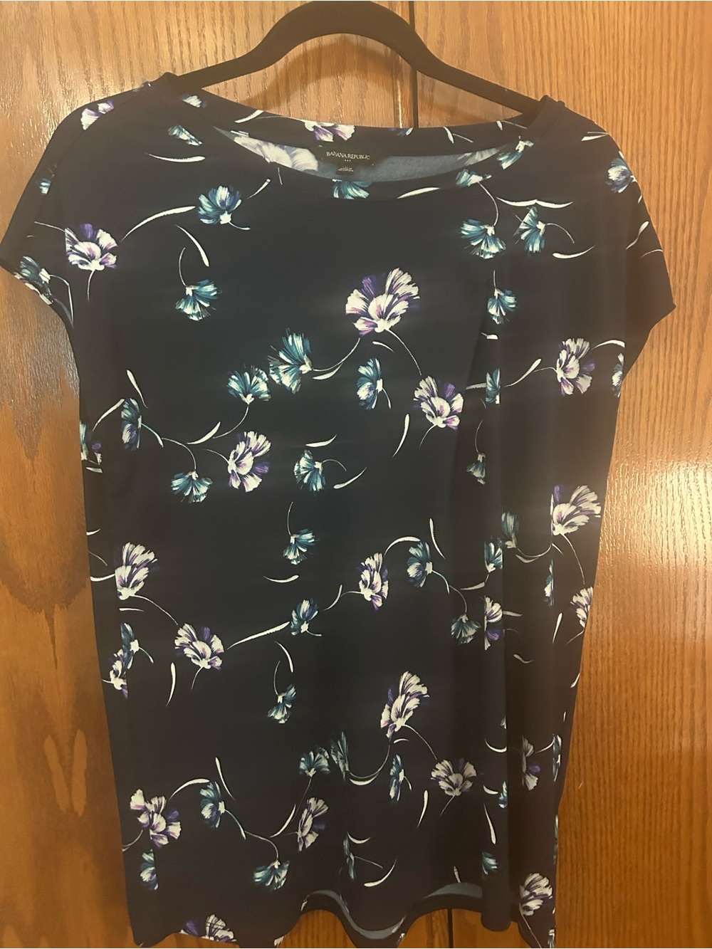 Banana Republic Navy Floral Cap-Sleeve Women's Top